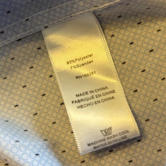 Tom Baine Mens Dress Shirt Wrinkle Free Medium Slim Fit 15 -15.5 Light Blue - Picture 7 of 13